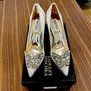 Badgley Mischka Quintana Crystal Embellished Pointed Toe Pump (Women) size 7 1/2